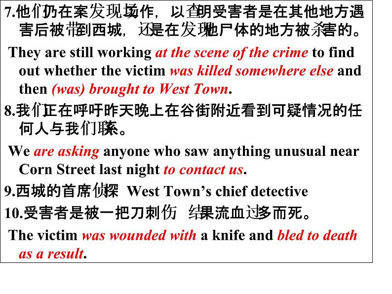 Unit8 Detective stories 短语总结课件 译林版英语九年级上册04