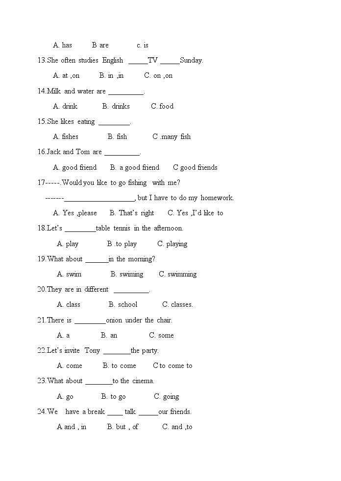 外研版英语七上 期末检测卷（二）（含答案）02