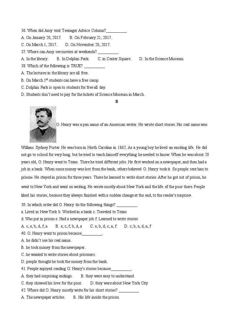 人教版英语八上 期末英语试卷 （9）（含答案）03