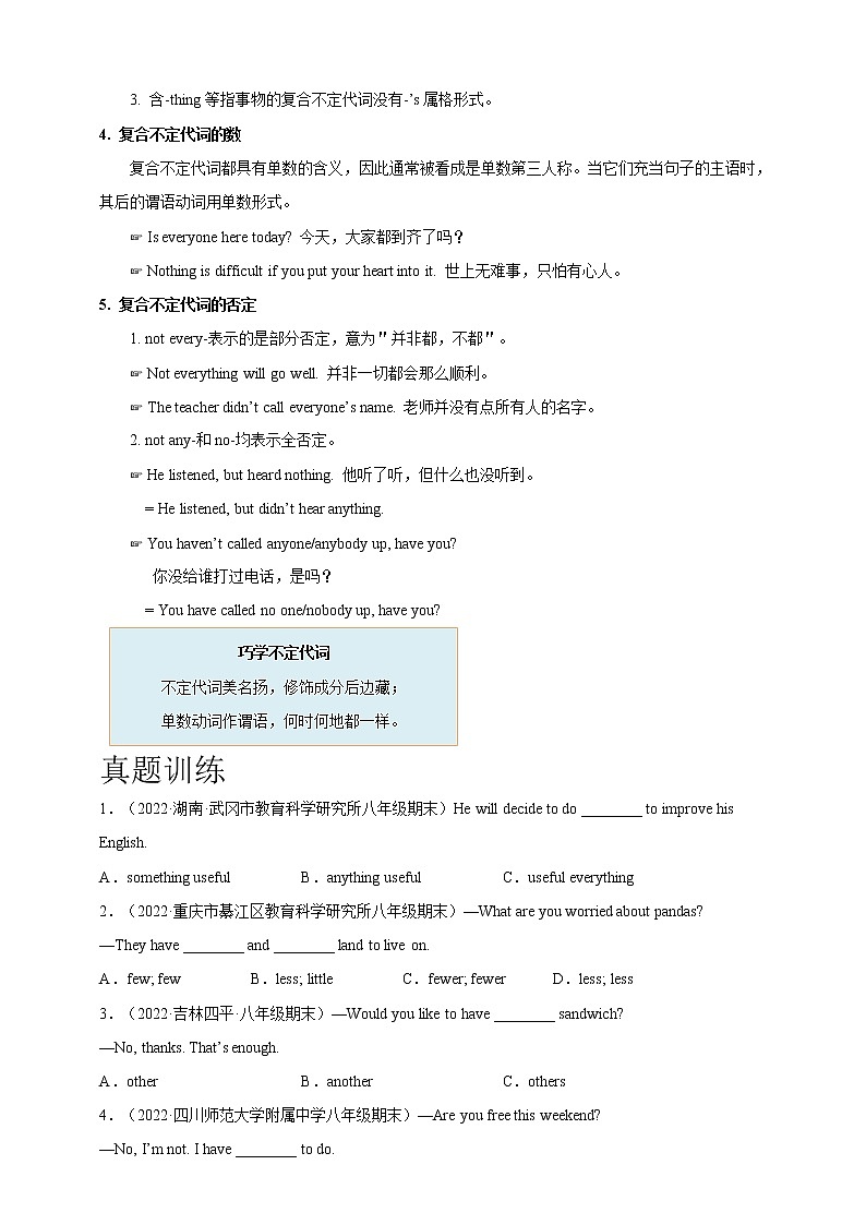 02 不定代词的用法-2022-2023年八年级英语上册期末考点专练（人教版）第2页