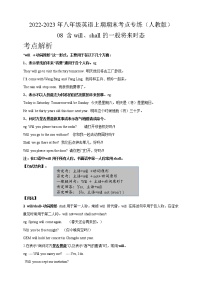 08 含will、shall的一般将来时态-2022-2023年八年级英语上期期末考点专练（人教版）
