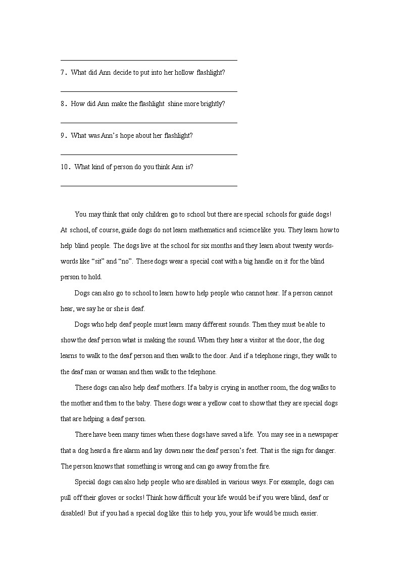 北京中考英语阅读回答问题训练题03