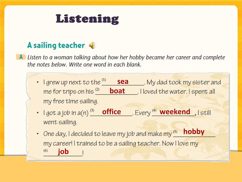 Unit 8 From hobby to career-Period Listening More practice Culture corner 课件04