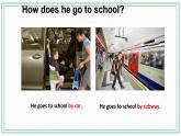 Unit 5 Our school life Topic 1 I usually come to school by subway. Section A课件+教案+练习+音视频
