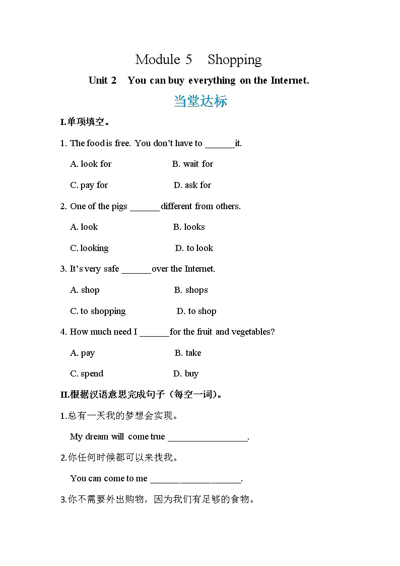 Module 5 Unit 2 You can buy everything on the Internet（课件PPT+教案+练习）01