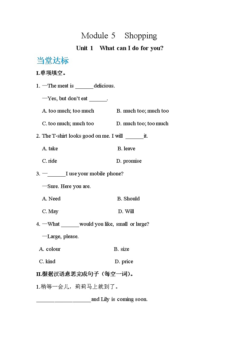 Module 5 Unit 1 What can I do for you（课件PPT+教案+练习）01