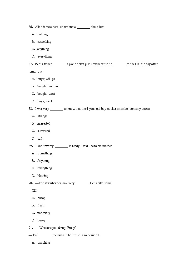 人教版英语七年级下期末复习单选专项练习06第2页