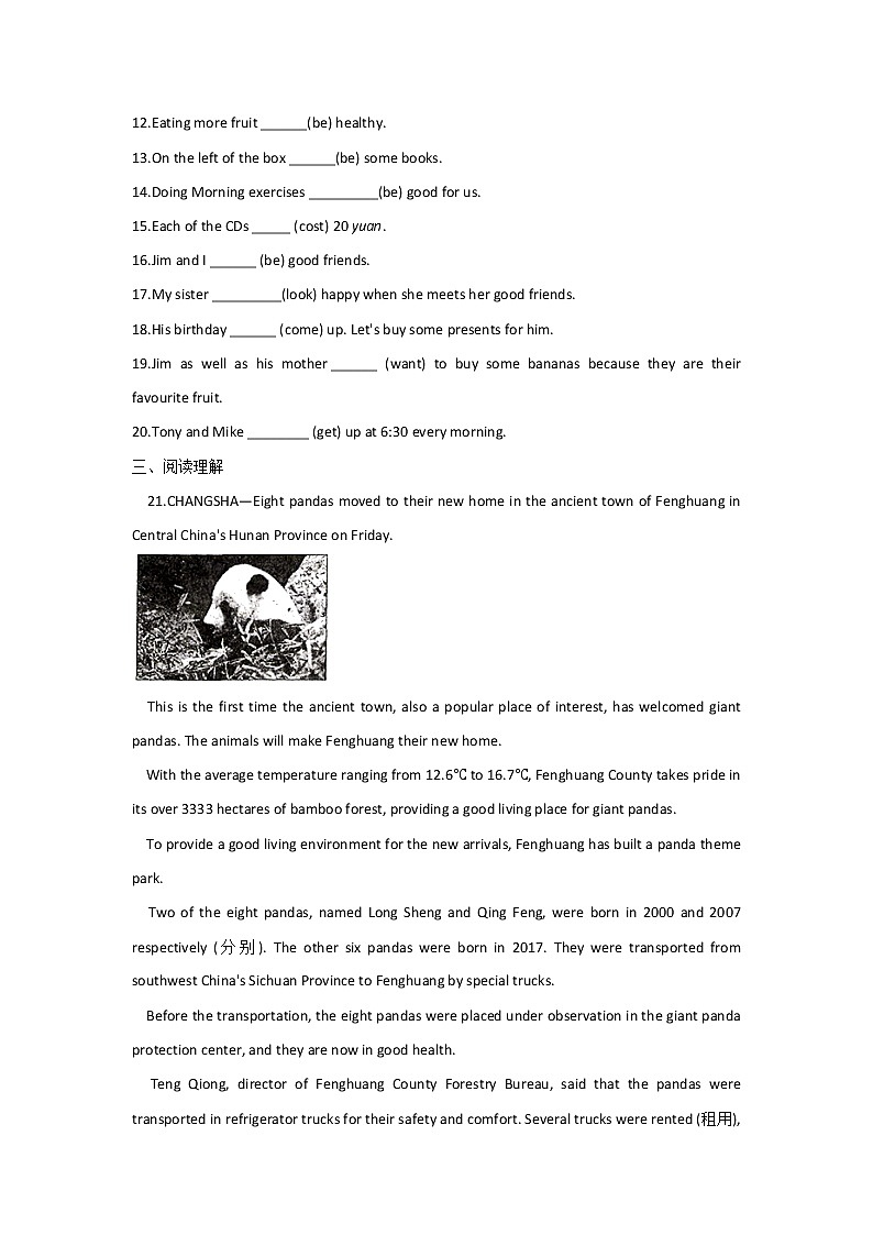 2023年中考英语一轮复习专项练习：专题六 考点09 主谓一致（A卷）第2页