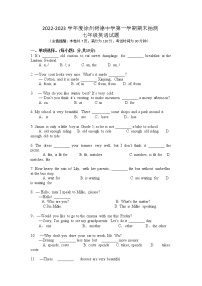 江苏省徐州树德中学2022-2023学年七年级上学期期末抽测英语试卷（有答案）