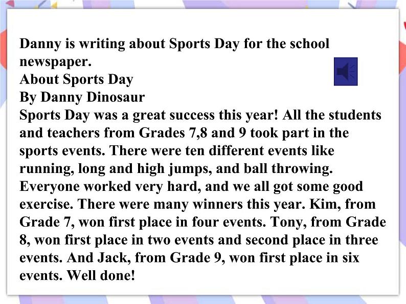 Unit 7 Sports and Good Health lesson 39 Danny’s Report 课件＋音频08