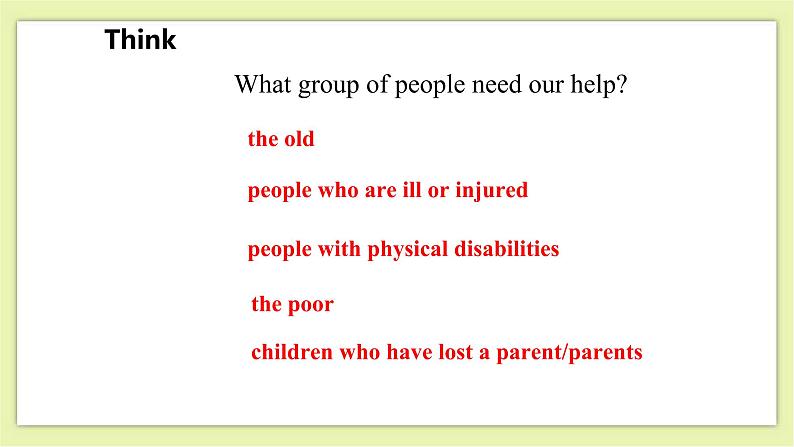 Unit 1 Helping those in need Period 1 Reading I 课件+导学案+教学设计06