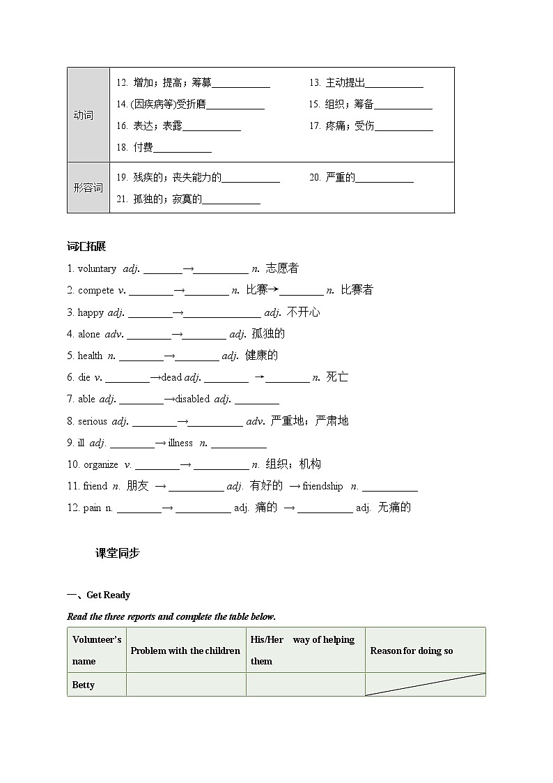 Unit 1 Helping those in need Period 1 Reading I 课件+导学案+教学设计02