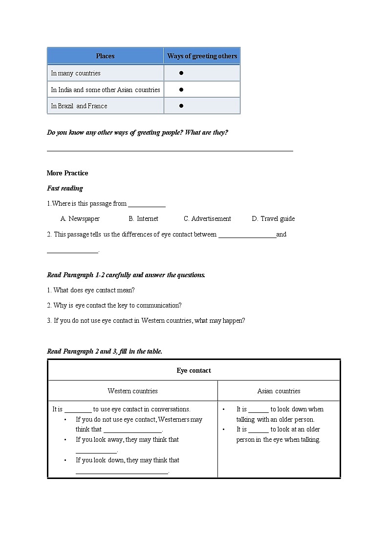 Unit 2 Body language Period 4 More Practice,Study Skills & Culture Corner课件+导学案+教学设计02