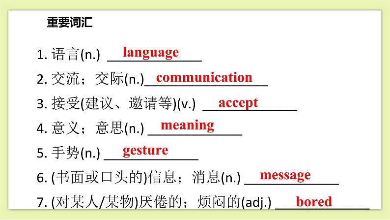 Unit 2 Body language Period 6 Revision 课件+导学案+单元测试卷02