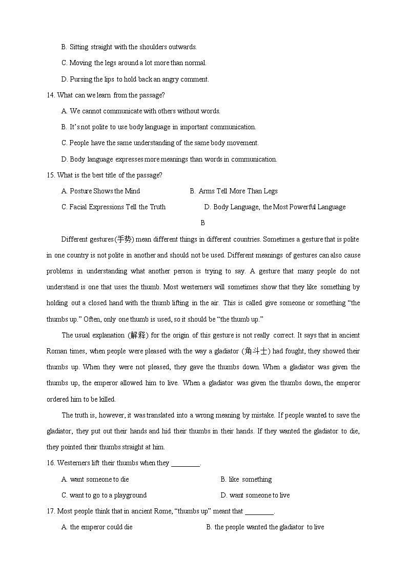 Unit 2 Body language Period 6 Revision 课件+导学案+单元测试卷03