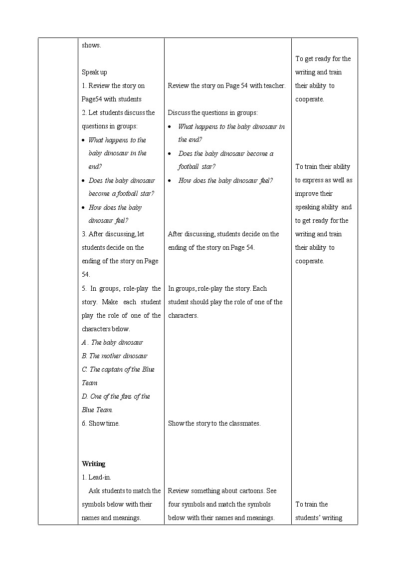 Unit 4 Cartoons and comic strips Period 5 Speaking & Writing 课件+导学案+教学设计02
