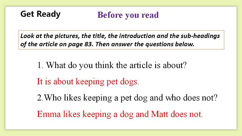 Unit 6 Pets Period 1 Reading I 课件+导学案+教学设计08