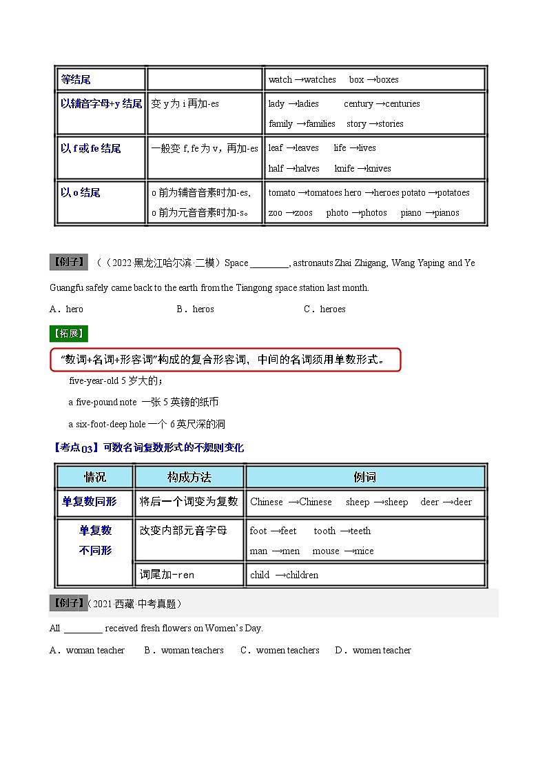 【寒假自学】2023年人教版英语七年级-第03讲《可数名词和不可数名词》寒假精品讲学案03