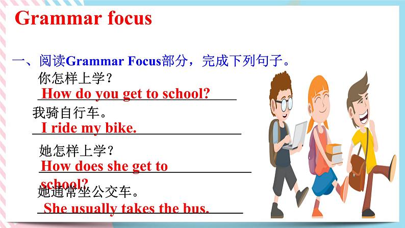 Unit 3 How to get to school？Section A (grammar focus-3c) 课件（送教案练习）07