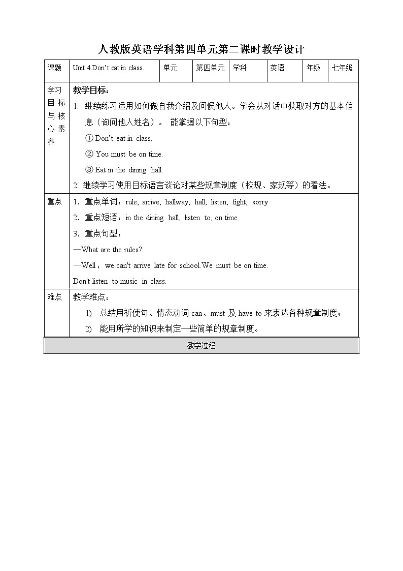 Unit 4 Don't eat in class. Section A (grammar focus-3c) 课件+音视频（送教案练习）01