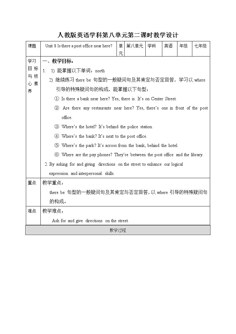 Unit 8 Is  there a post office near here？SectionA（课件+音视频）（送教案练习）01