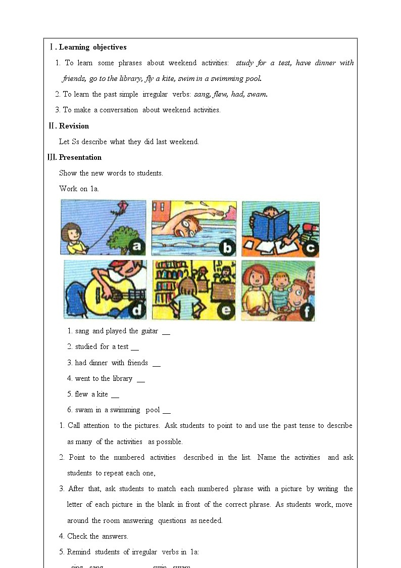 Unit 12 What did you do last weekend.SectionB(1a-1e)教案第2页