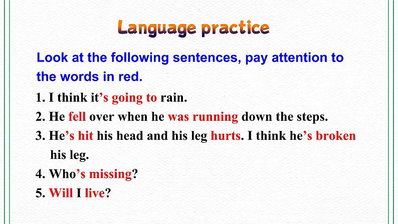 Module 5 Look after yourself Unit 3 Language in use. 课件+音频+练习04
