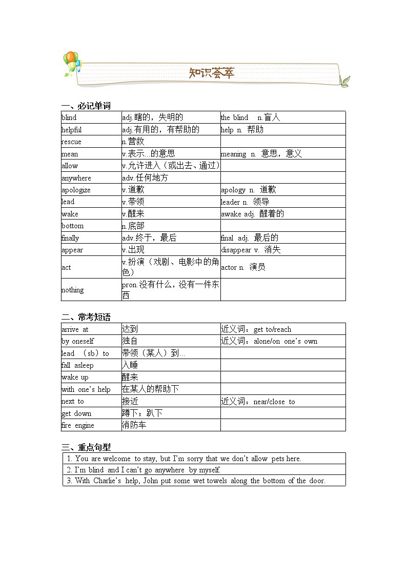 Unit 3 Natural elements 词汇讲义 牛津深圳版英语七年级下册（含答案）第2页