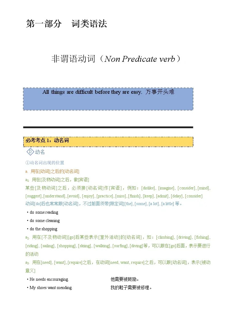 10 非谓语动词专题 中考英语语法专题精讲精练 教习网 试卷下载