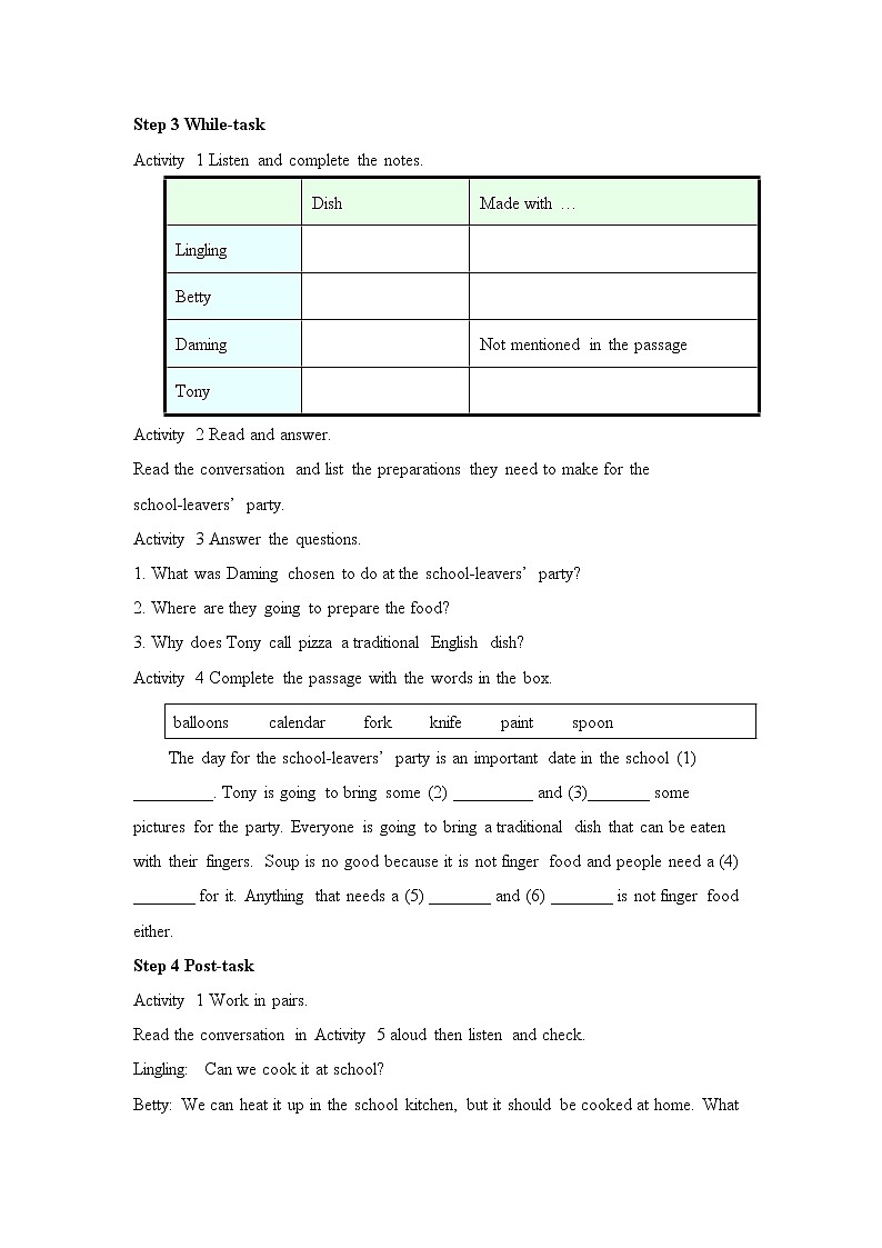 初中英语外研版九下M6U1教案第2页