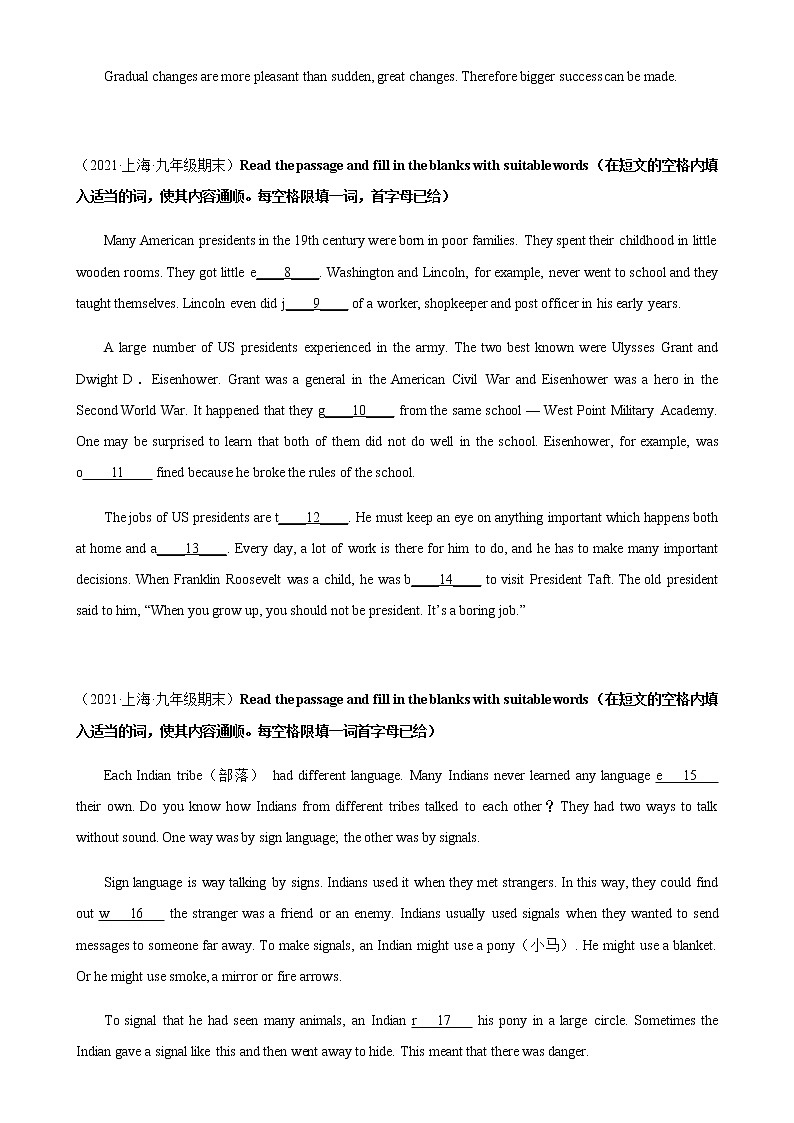 专题02 短文首字母填空15篇（名校最新期末真题）-九年级英语上学期期末复习查缺补漏冲刺满分（牛津上海版）02