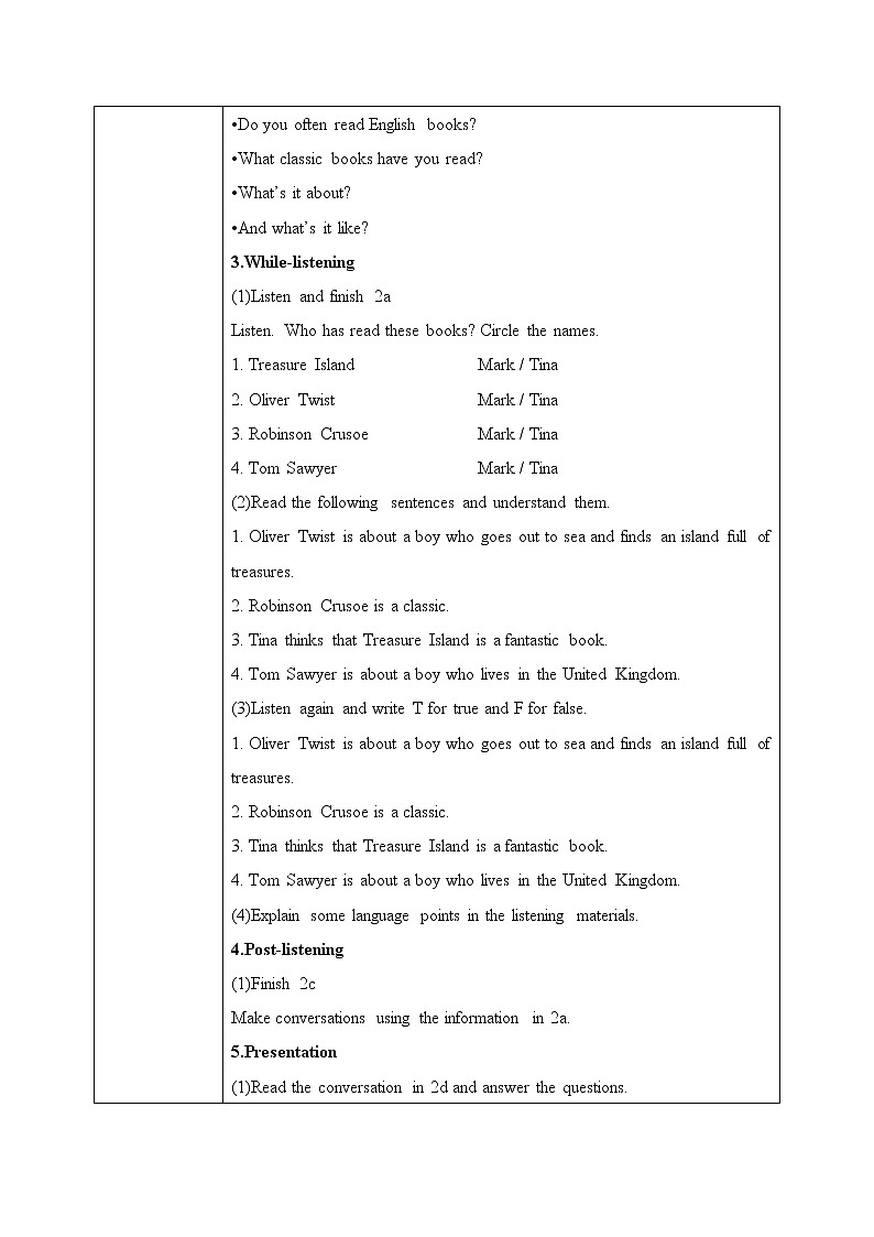 Unit8 Have you read Treasure Island yet？SectionA（2a-2d）课件+教案+音视频素材02