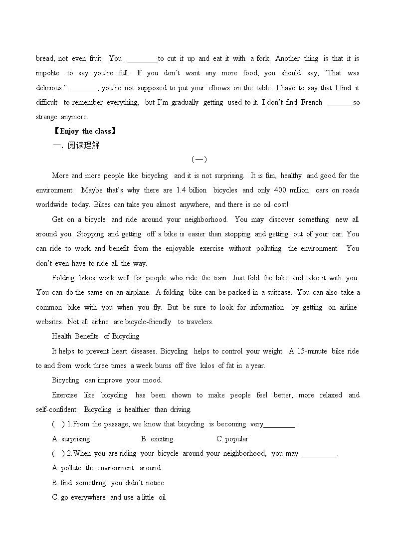 9年级英语人教全一册Unit 14 Grade 9  Unit 9-10 提升练习（含答案）学案03