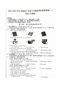 安徽省界首市实验中学2022-2023学年八年级上学期期中英语试卷（无答案）