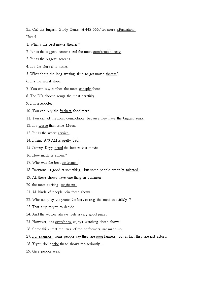 8年级英语人教版上册 Unit 3-4 提升练习（含答案） 学案第2页