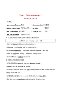 人教新目标 (Go for it) 版八年级下册Unit 1 What’s the matter?Section B同步测试题