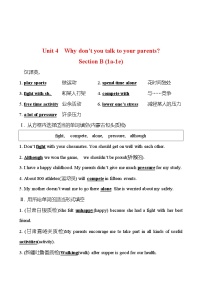 初中英语人教新目标 (Go for it) 版八年级下册Unit 4 Why don’t you talk to your parents?Section B同步训练题