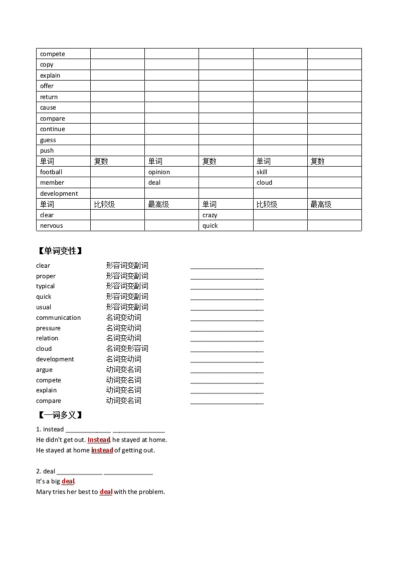 初中英语中考复习 【致胜中考2021】八年级下册Unit 4 （词汇+语法讲解）2021届人教版英语中考一轮复习第2页