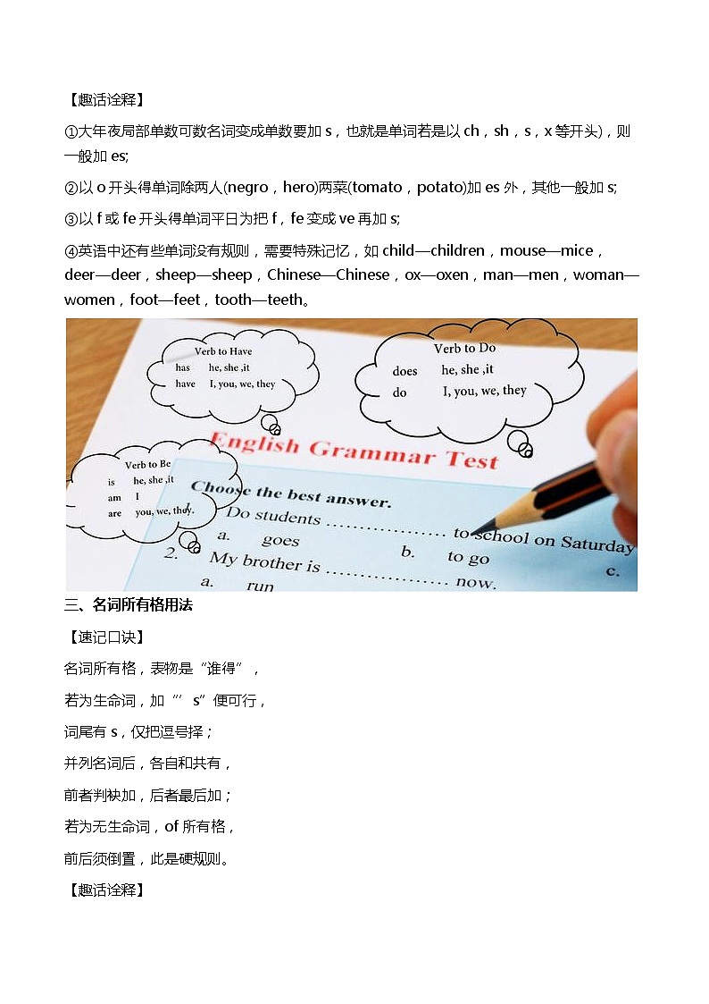 初中英语中考复习 2020 年初中英语语法常识速记口诀归纳一(全国通用)第3页