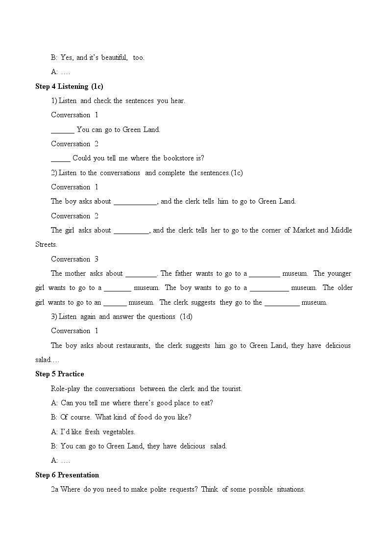 9年级人教版全一册 Unit3 could you please tell me  Section B  教案第3页