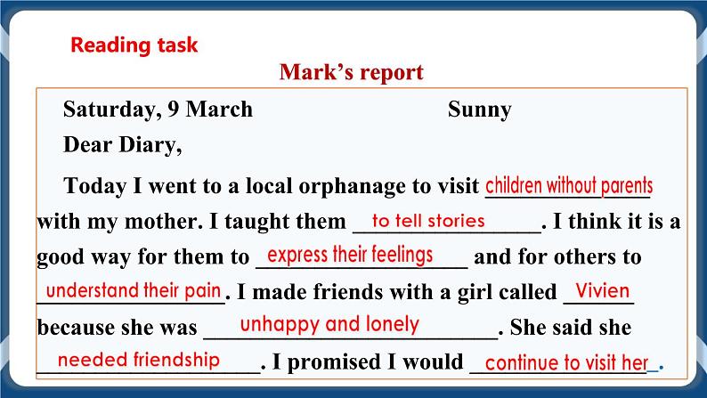 Module 1 Unit 1 Helping those in need Period 2 Reading II & listening 课件+教案+导学案+素材+同步练习06