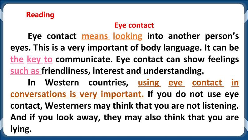 Module 1 Unit 2 Body language Period 4 More practice&Culture conner课件+教案+导学案+素材+同步练习08