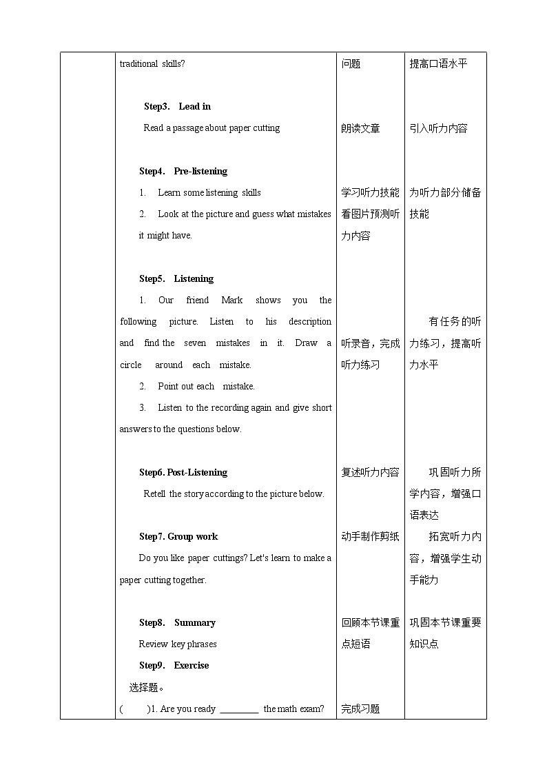 Module 2 Unit 3 Traditional skills Period 2 Reading II & listening 课件+教案+导学案+素材+同步练习02