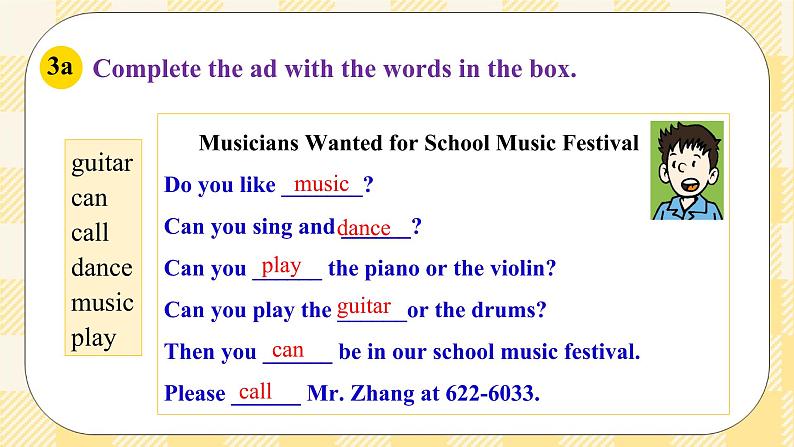 Unit 1 Can you play the guitar_ SectionB 3a-selfcheck 写作课件+导学案+视频05