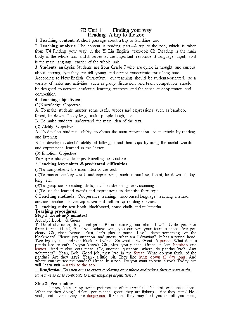 牛津译林版七B unit4 Reading1课件+教案+音频+导学案01