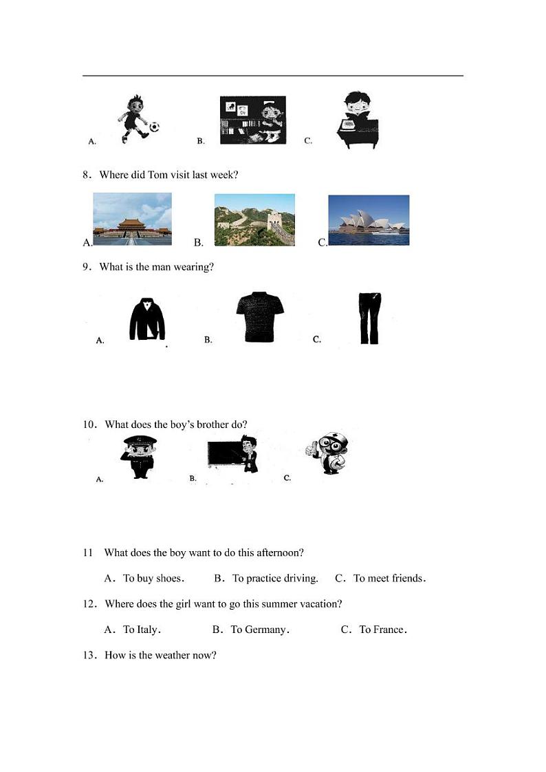 初中英语中考复习 合肥一六八教育集团2019 届中考第一次模拟英语【PDF版+答案】第2页