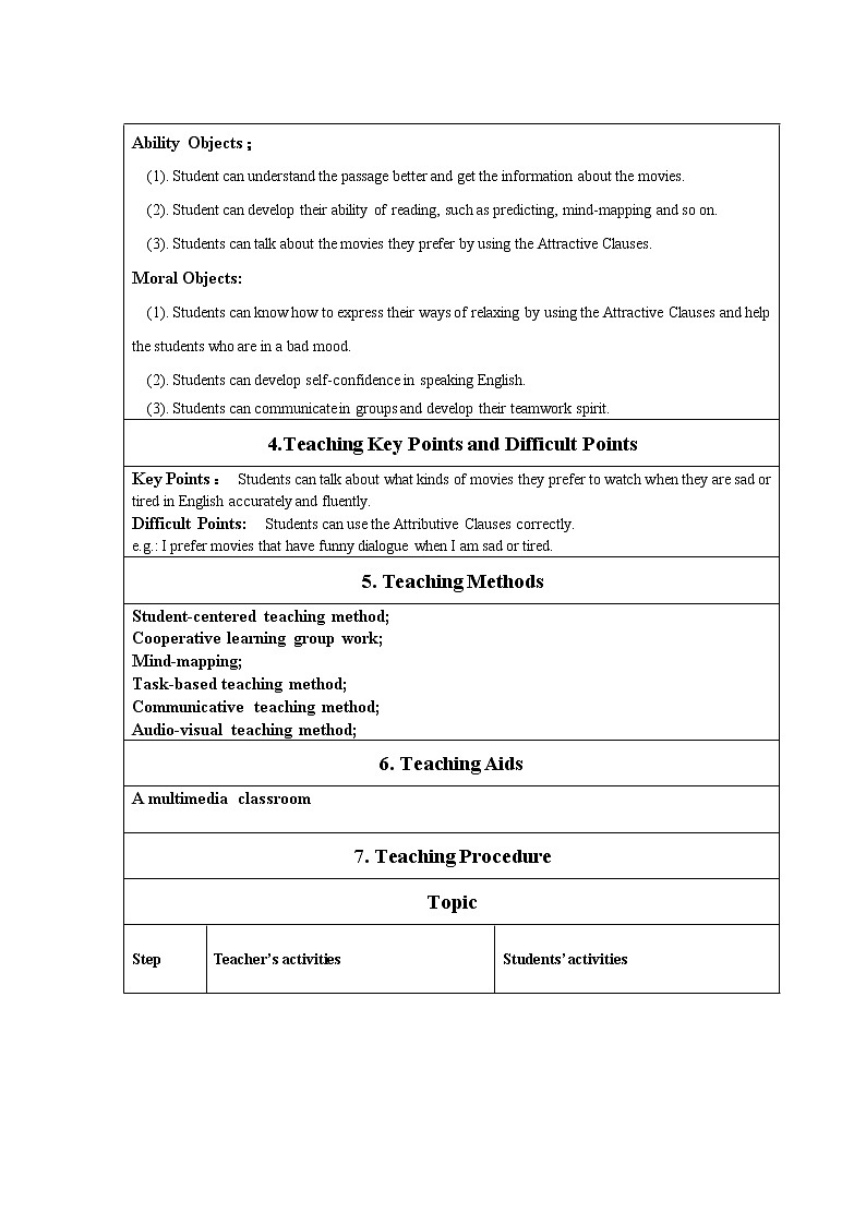 9年级人教版全一册  Unit 9 I like the music that I can dance to. Section A   教案102