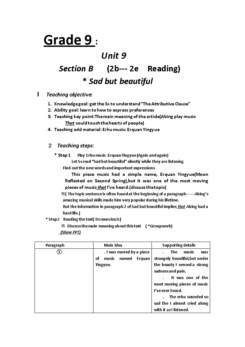 9年级人教版全一册  Unit 9 I like the music that I can dance to. Section B   教案201