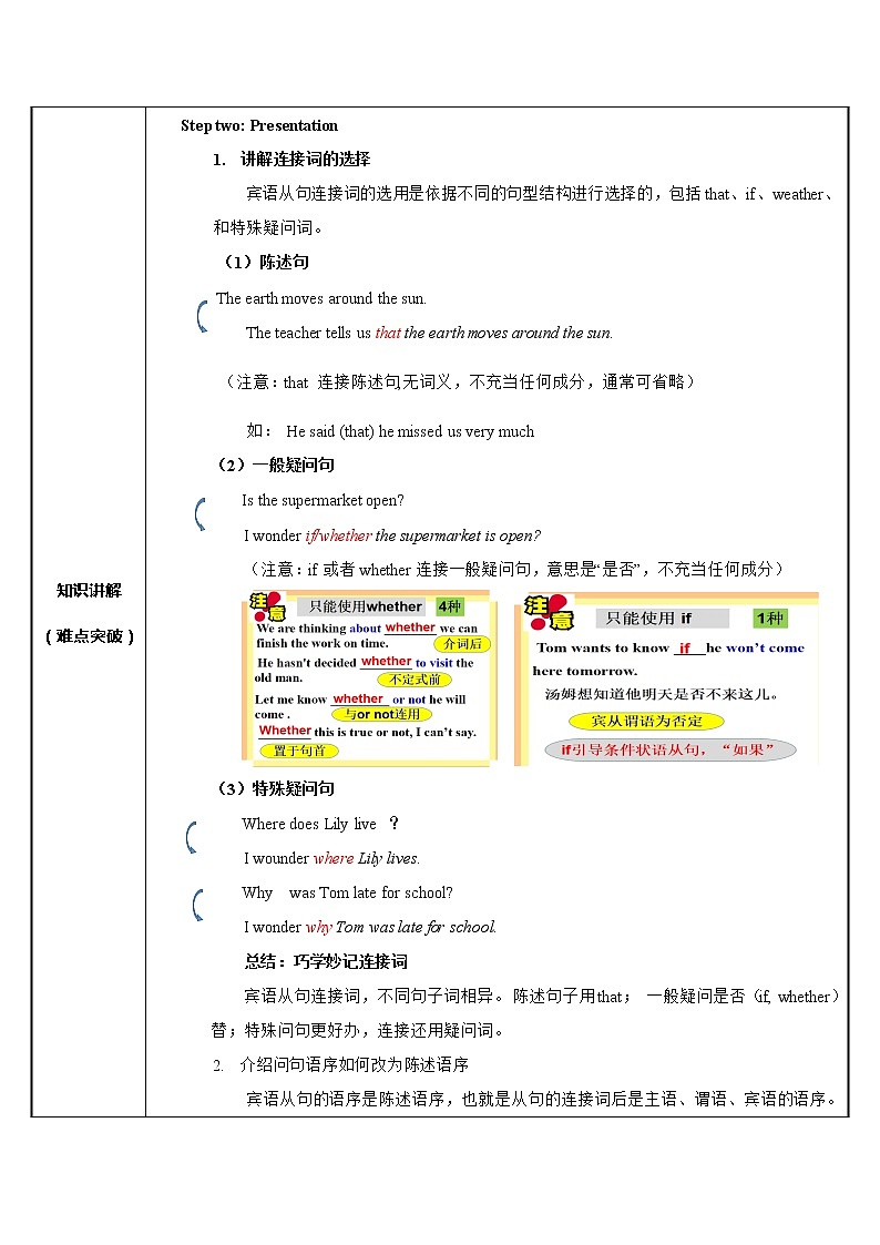 9年级英语人教全一册   宾语从句考点复习  教案第2页