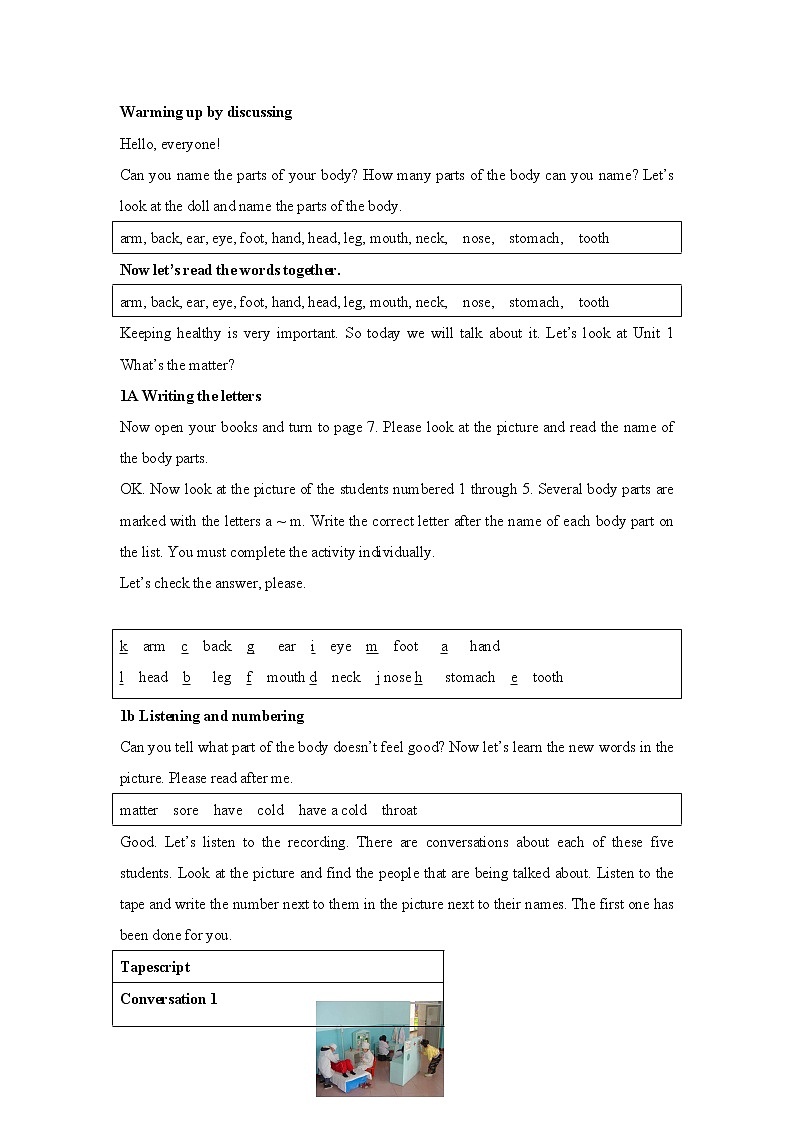八年级下英语unit 1 what's the matter Section A  教案402